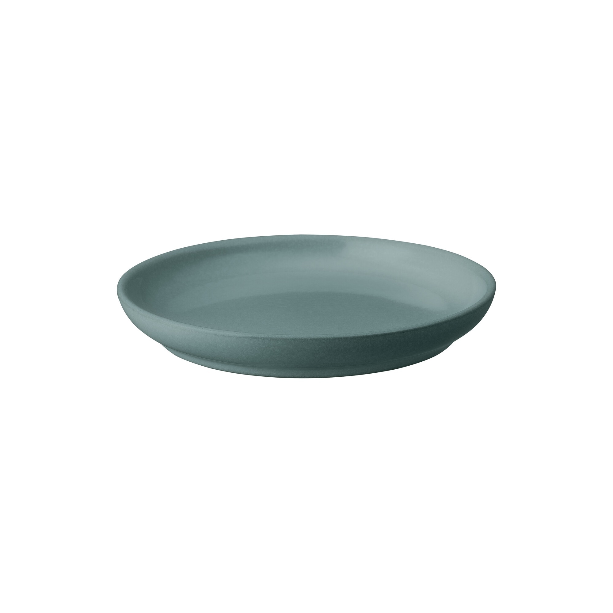 Product photograph of Elements Jade Dark Green Small Coupe Plate from Denby Retail Ltd